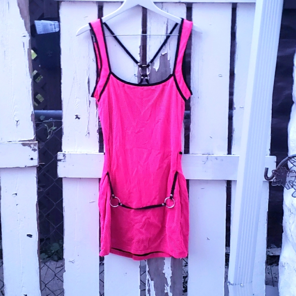 RARE Lipservice Hot Pink Sexy Fishnet Goth/Club Dress